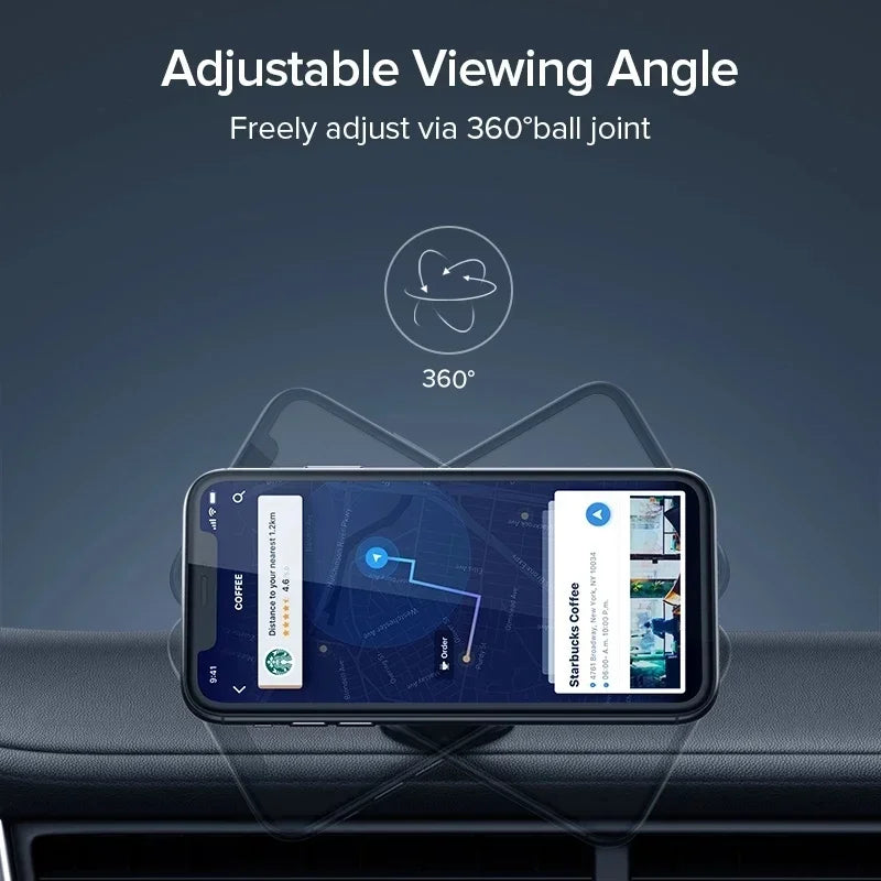 Suporte magnético universal para celular, compatível com diversas marcas (iPhone, Samsung, Xiaomi, Huawei). Possui fixação por adesivo, podendo ser instalado no painel do carro ou em paredes.